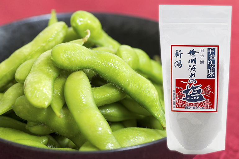 新潟名物笹川流れの塩と枝豆のセットをご用意しました!