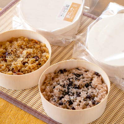 自家栽培のもち米を使った2種類のおこわ