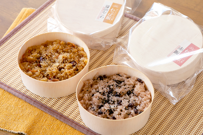 自家栽培のもち米を使った2種類のおこわ