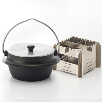 クラッド羽釜 大サイズ・五徳・アルコールバーナー 各1個