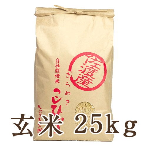 新潟県佐渡産コシヒカリ玄米25kg - 食品