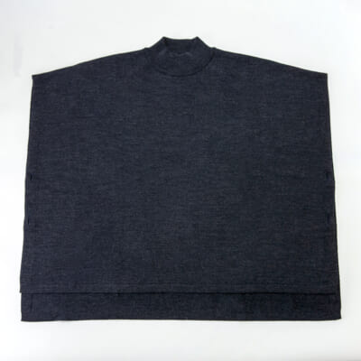 ハイネックウールポンチョ ダークグレー