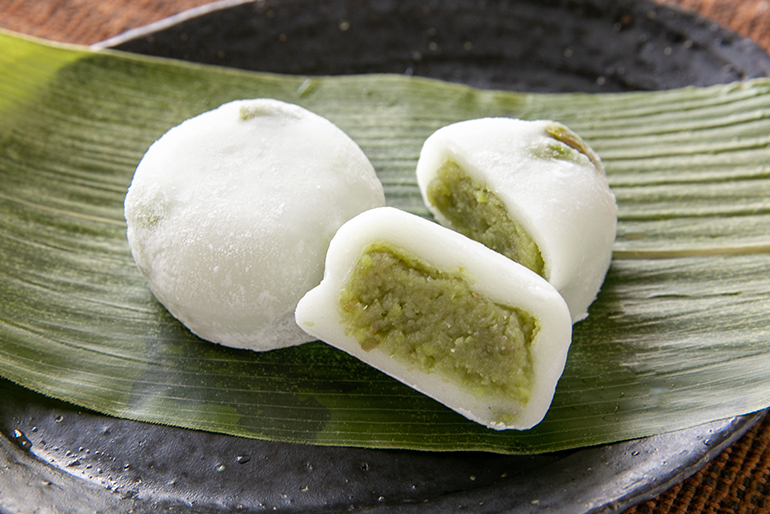 新潟県産茶豆を100％使用、冷凍の茶豆大福