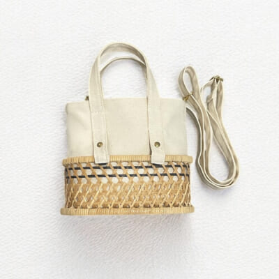 トートバッグ「ふたえ籠」S ホワイト