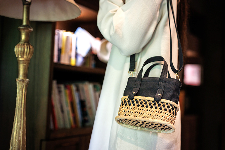 伝統工芸「竹籠」と融合したトートバッグ
