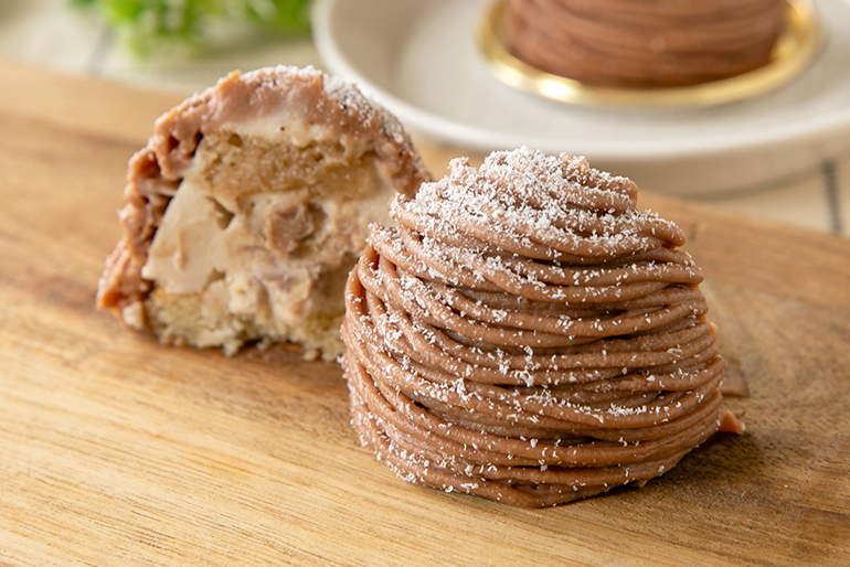 自家製の豆乳などの植物性食材で作ったモンブラン