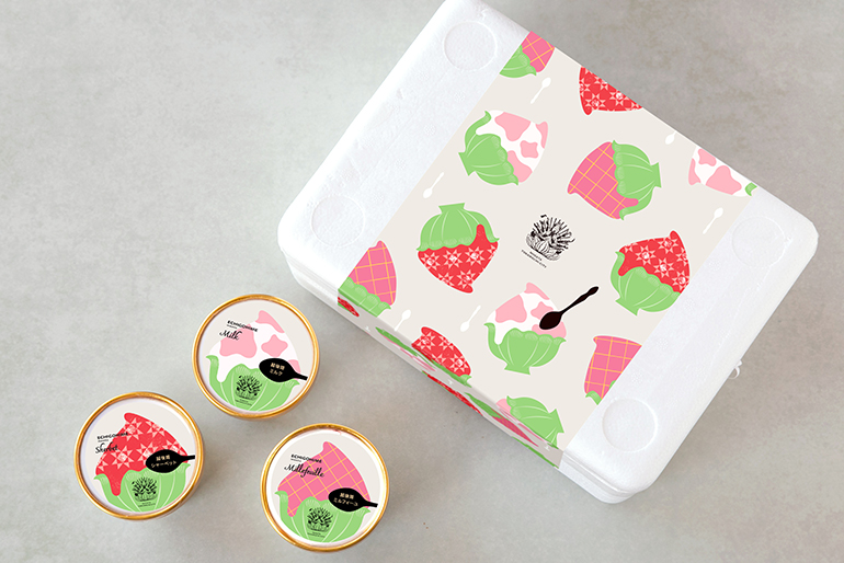 「いちご」と「ハスの花」をイメージしたデザイン