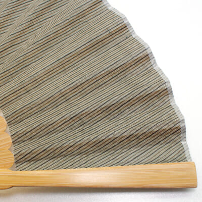 小千谷縮の扇子（縞・グリーン）