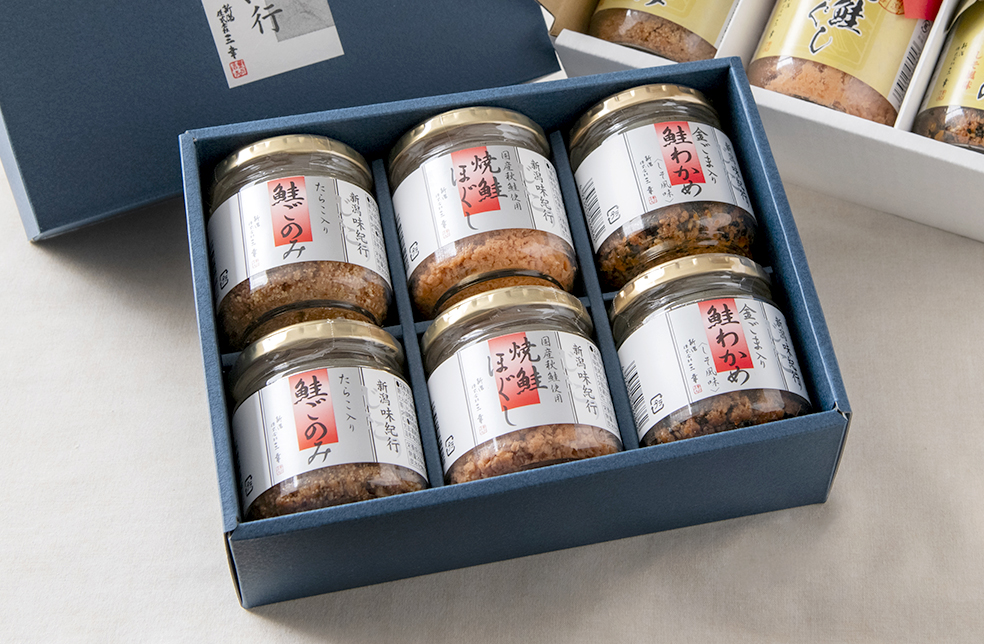 スペシャルBOX3店セット 新潟直送計画】三幸の焼鮭ほぐし ギフトセット – 株式会社 三幸