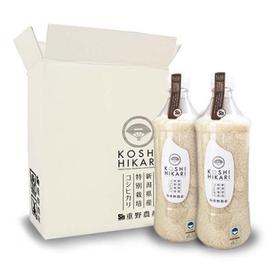 新潟産コシヒカリ（特別栽培米）無洗米ボトル12合×2本（3.6kg）